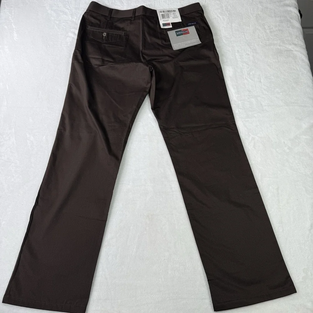 Peter England Dress Pants 38x33 Brown Modal Woven Trousers NWT‎